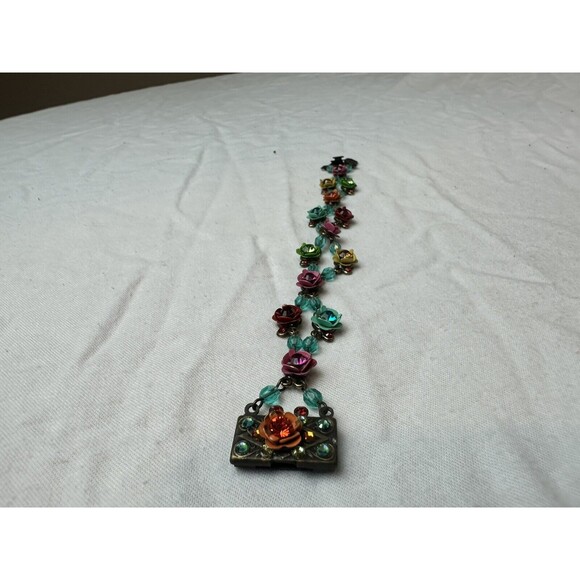 ORLY ZEELON Colorful Floral Drop Enamel/Rhinestone Bracelet - Picture 1 of 12